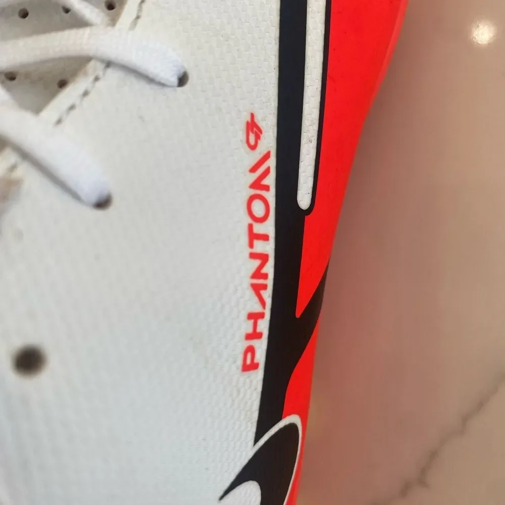Nike Phantom White and Orange Athletic Soccer Cleats